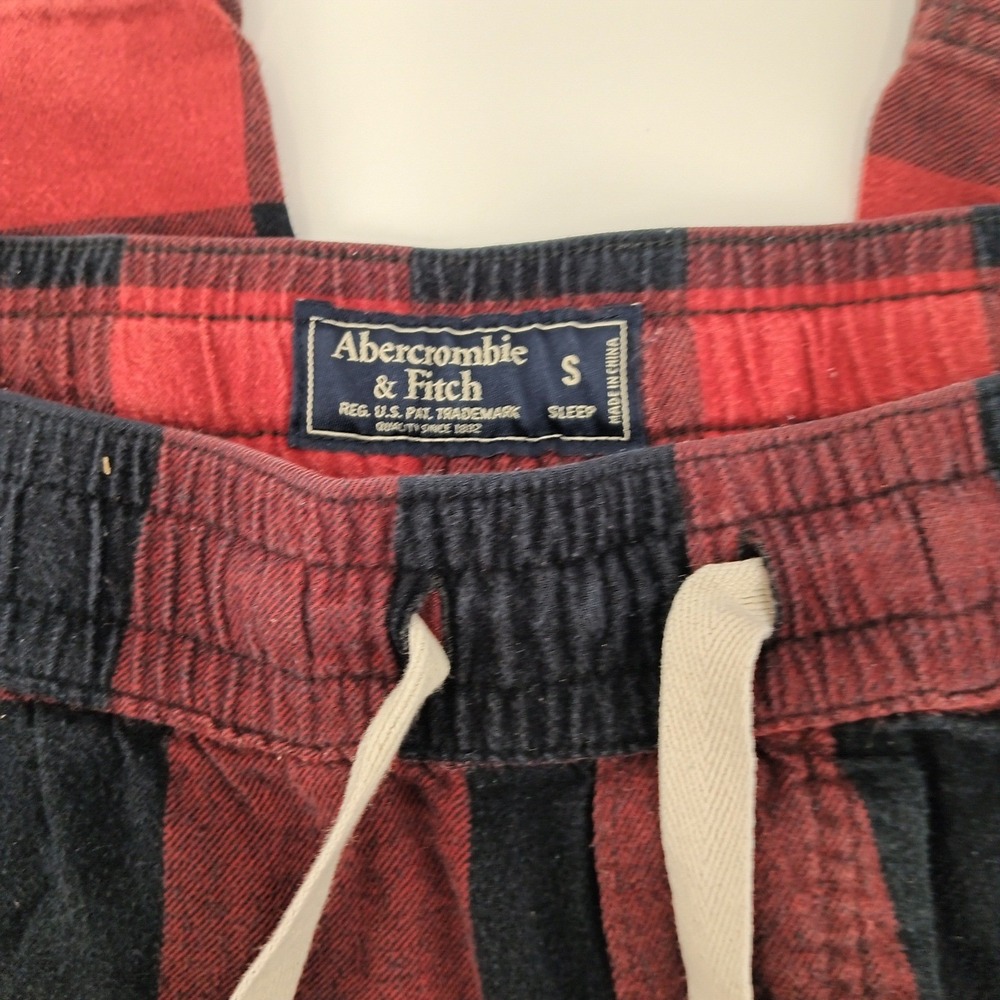 Abercrombie & Fitch Mens‎ Small Red Black Plaid Flannel Pajama Sleep Pants - Picture 2 of 5